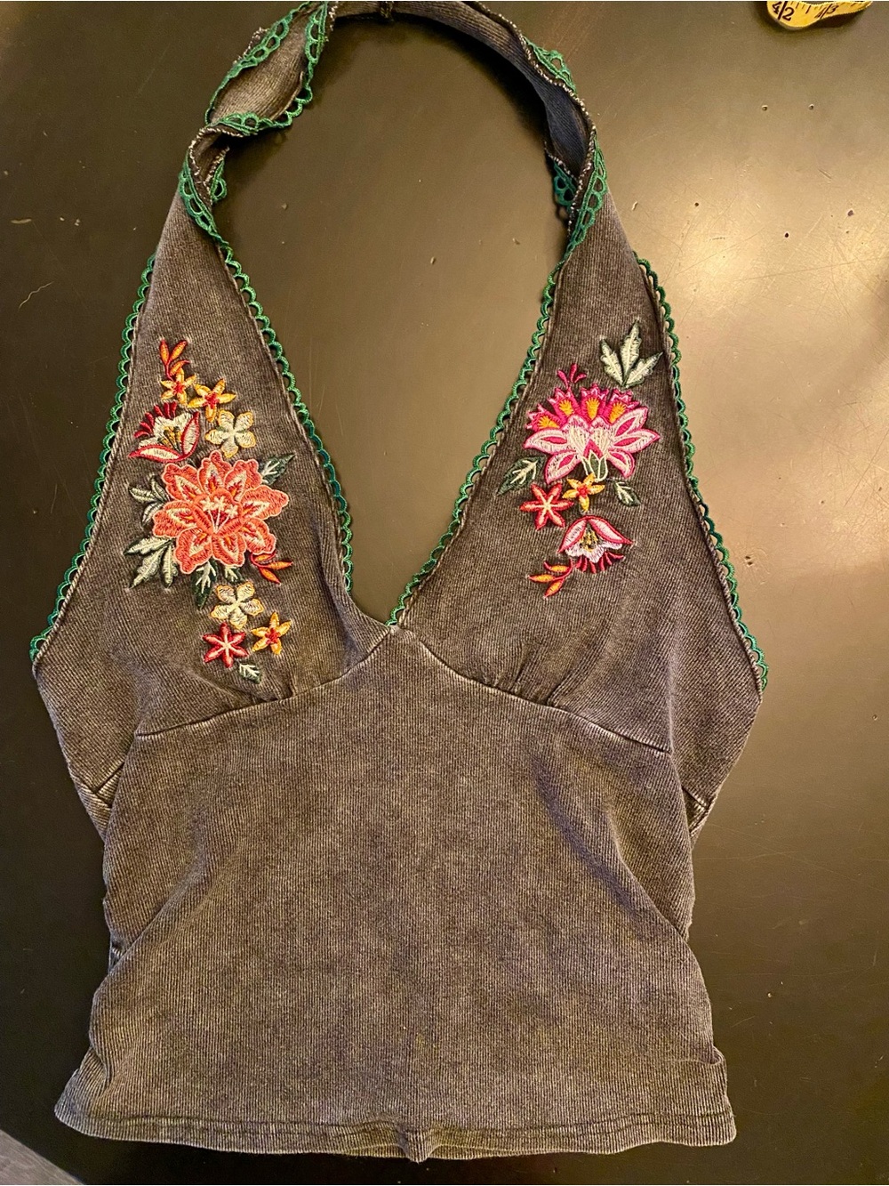 Bohemela Embroidered HalterTop  Floral Detail